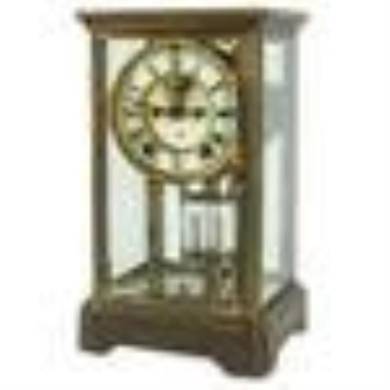 Ansonia Clock Co. Brass & Glass Cased Mantel Clock