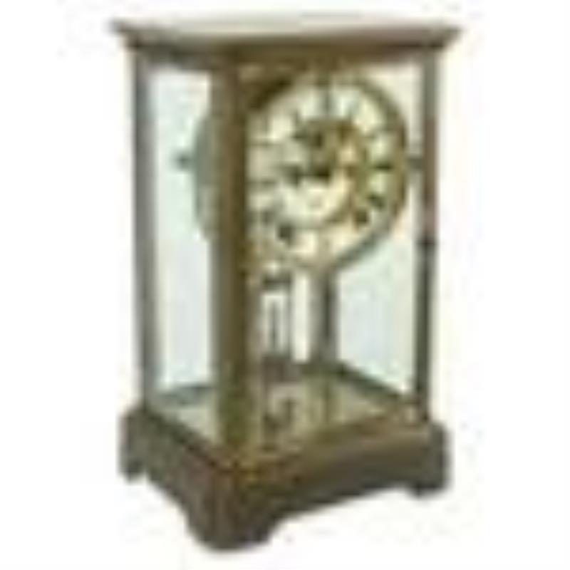 Ansonia Clock Co. Brass & Glass Cased Mantel Clock