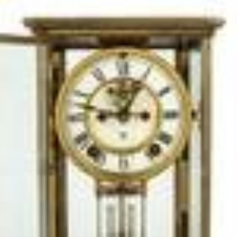 Ansonia Clock Co. Brass & Glass Cased Mantel Clock