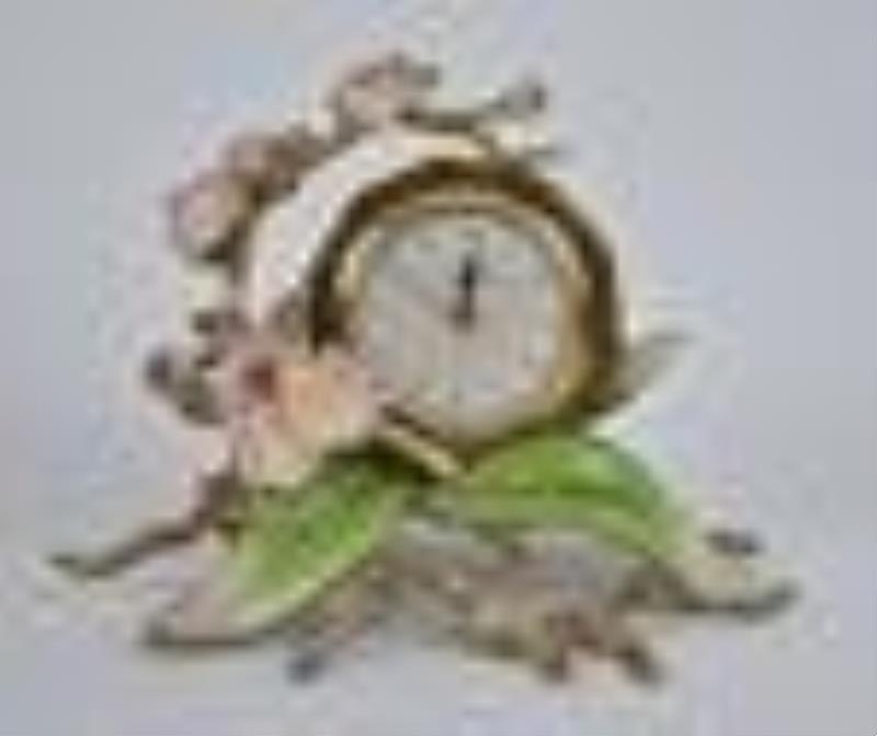 Jay Strongwater Orchid Clock. Ht. 5”. With original