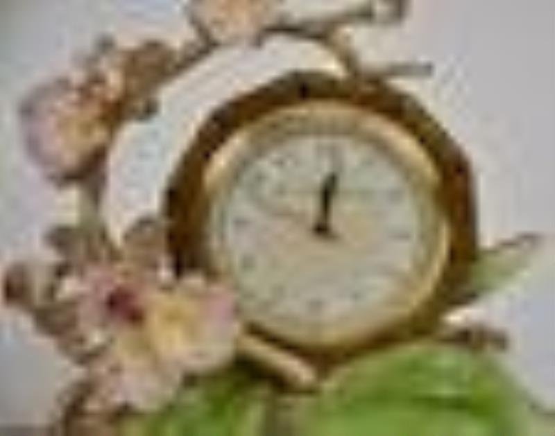 Jay Strongwater Orchid Clock. Ht. 5”. With original