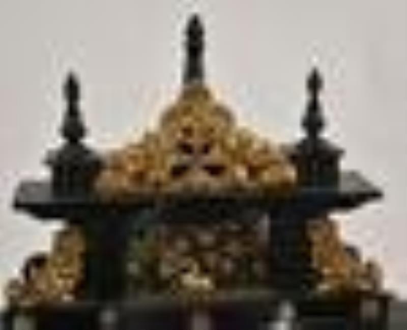 Unusual Shelf Clock, Carved Gilded with Columns & Brass