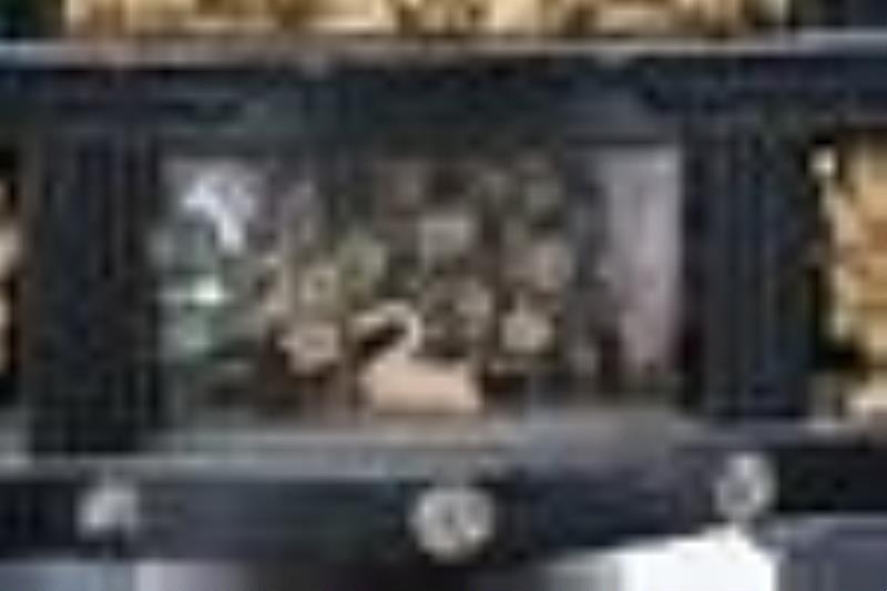 Unusual Shelf Clock, Carved Gilded with Columns & Brass