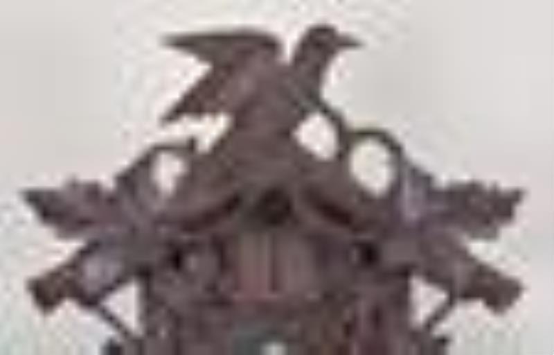 German Carved Black Forest musical cuckoo clock