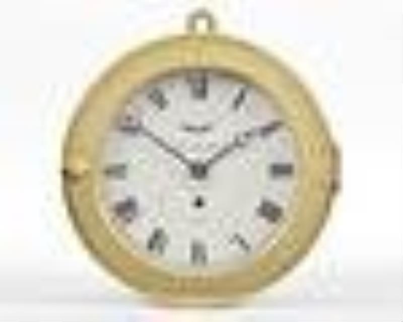 A heavy brass ships clock signed James Muirhead Glasgow