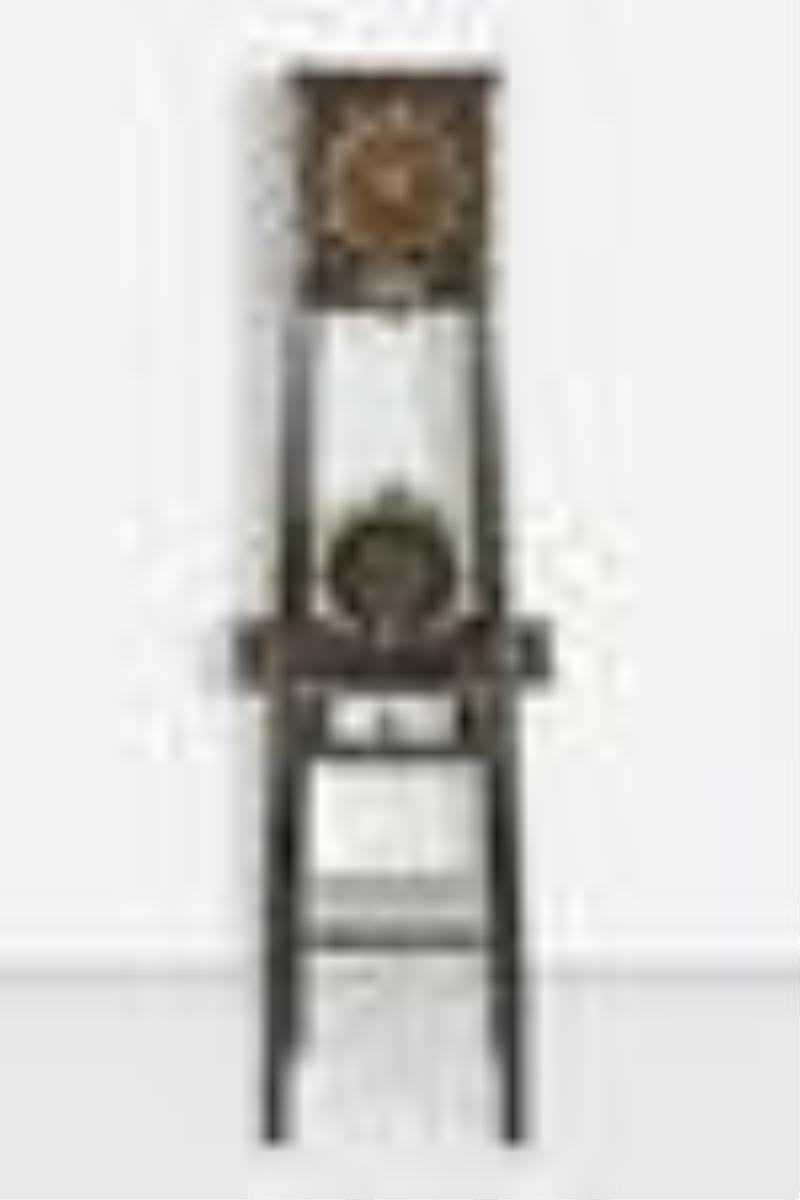 Mission Oak Style Tall Clock with Wine Cask