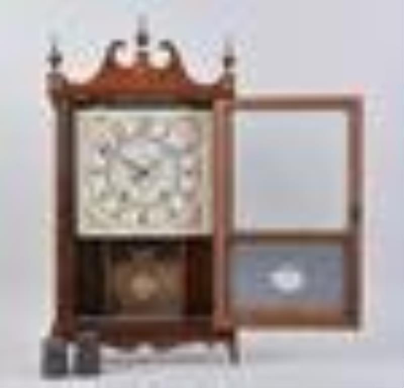 Mark Leavenworth pillar & scroll shelf clock