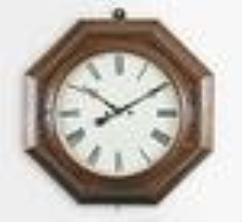 Atkins Clock Co., ogee octagon wall clock with 30 day