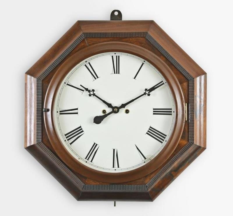 Atkins Clock Co., ogee octagon wall clock with 30 day