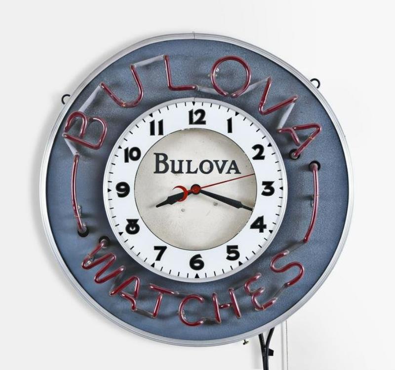 Bulova Watches hanging neon advertising clock