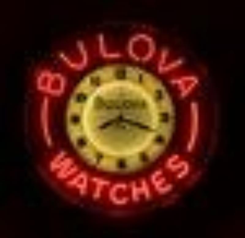 Bulova Watches hanging neon advertising clock