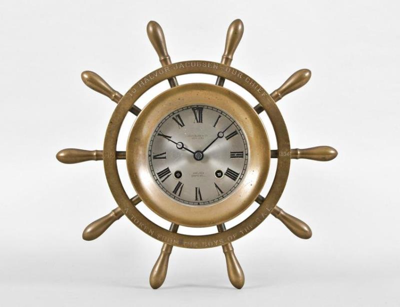 Chelsea Clock Co. yacht wheel wall clock