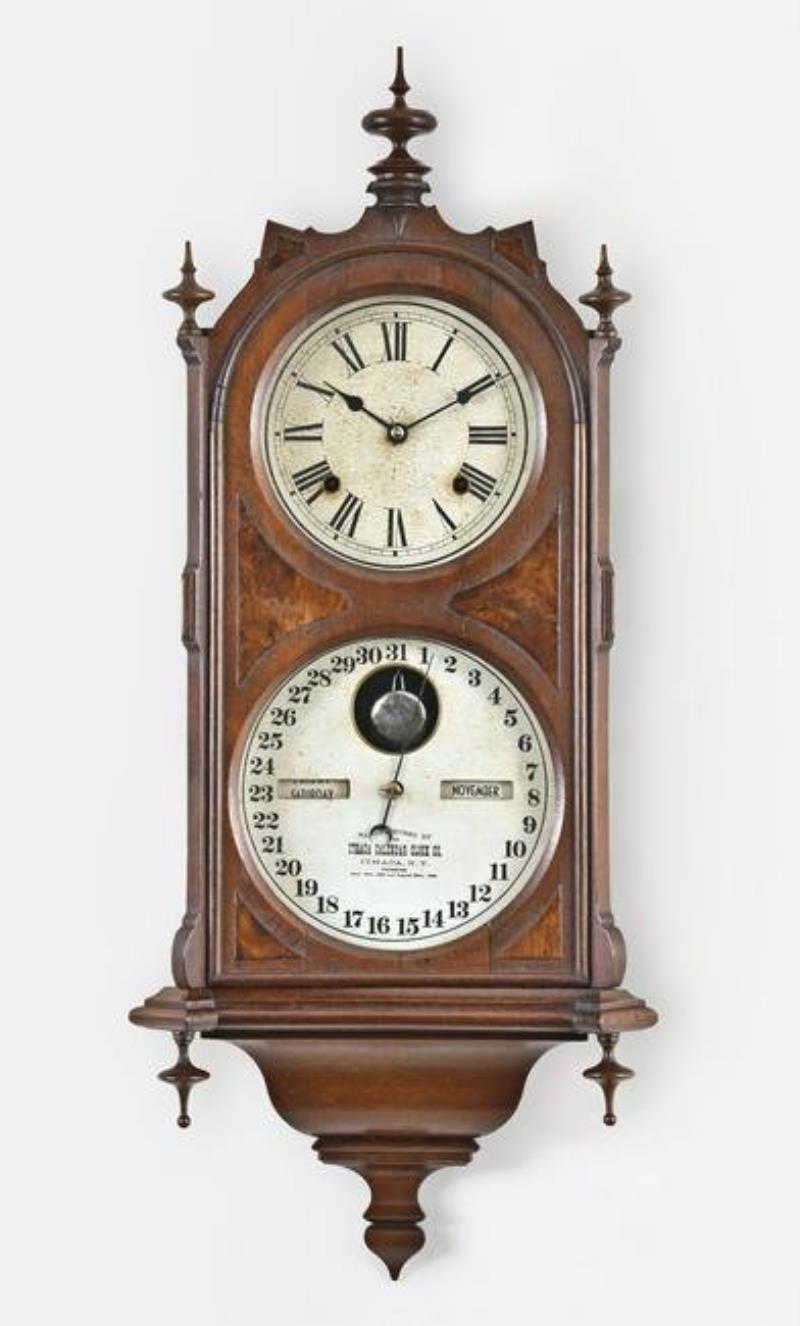 Ithaca No. 7 Hanging Cottage double dial calendar clock