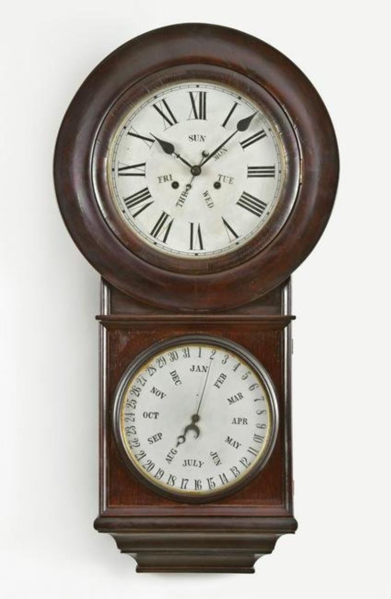 Welch, Spring & Co. Hanging Calendar Clock