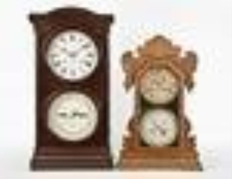 Seth Thomas and a Waterbury double dial calendar clocks
