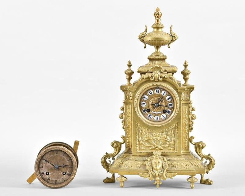 French mantel clock, French movement only and a modern