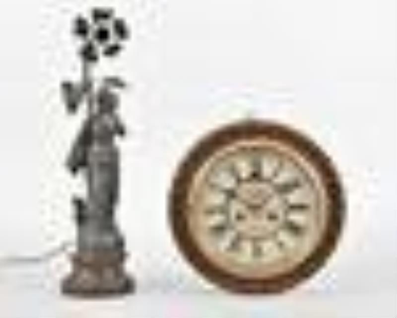 Ansonia Cable wall clock and a French electric figural