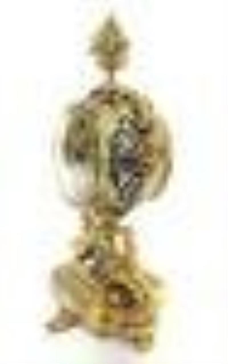 Tiffany & Co. Gilt Bronze & Champleve Enamel Clock Set