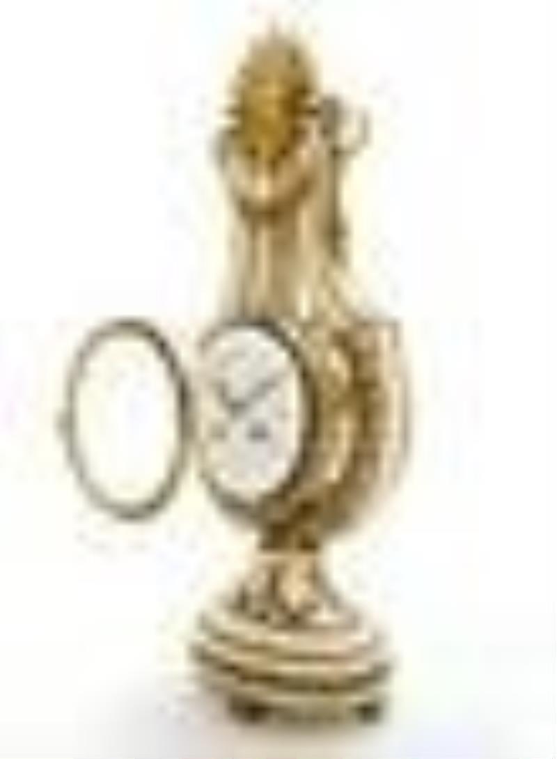 Tiffany & Co. Bronze & Marble Clock Set