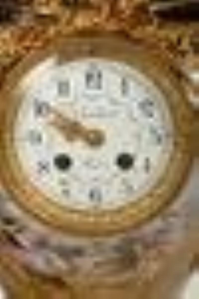 Sevres Bronze Mounted Porcelain Mantel Clock