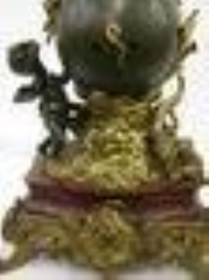 19 CENTURY FRENCH BRONZE & MARBLE CLOCK