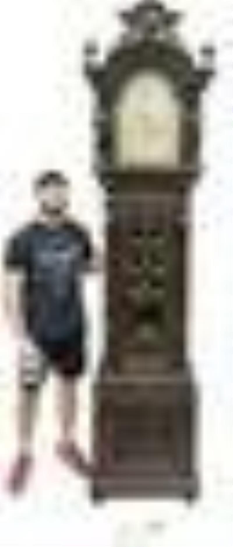Monumental Antique Tiffany & Co. Carved Oak Tall Clock