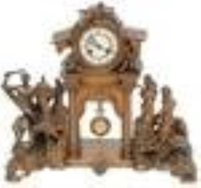 Early 19thc German Wood Mantel Clock Greek Mythology