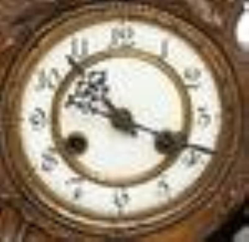 Early 19thc German Wood Mantel Clock Greek Mythology