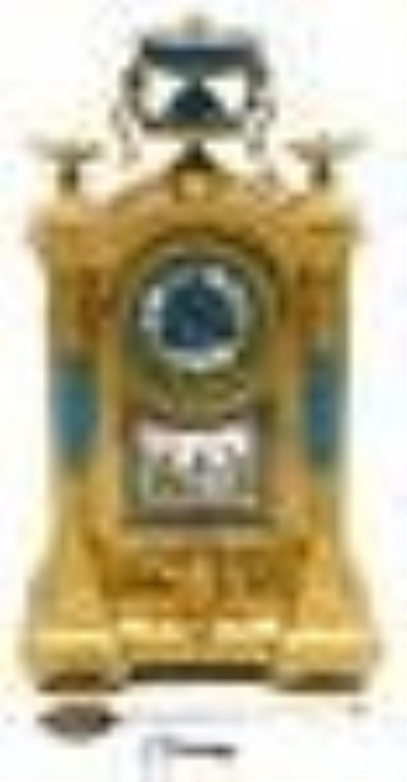 Antique French Sevres Painted Porcelain Ormolu Clock