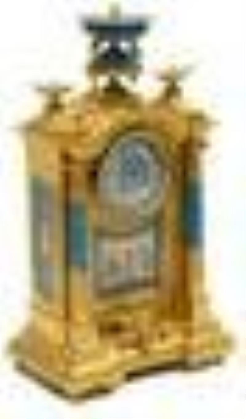 Antique French Sevres Painted Porcelain Ormolu Clock