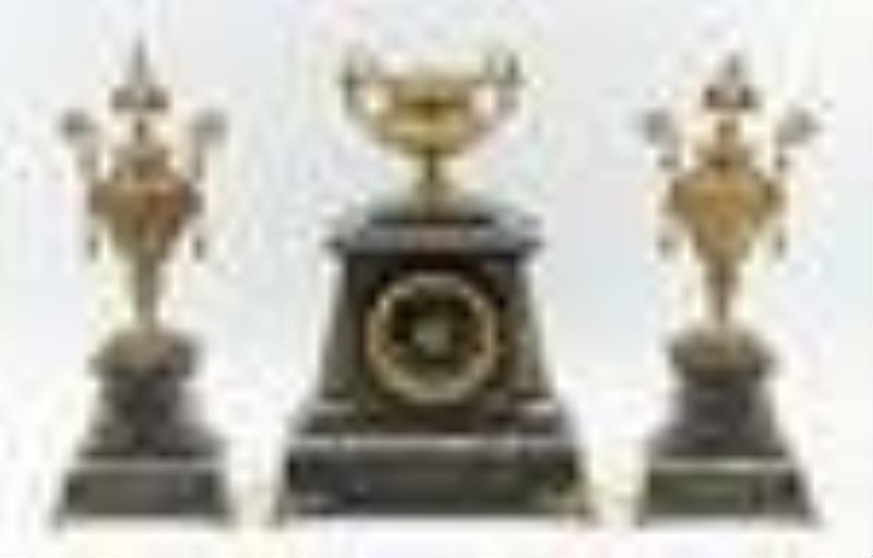 J.E. Caldwell 3 Pc Clock Garniture