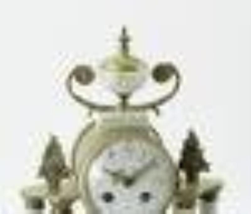 19thC French Marble Clock and Obelisks Set