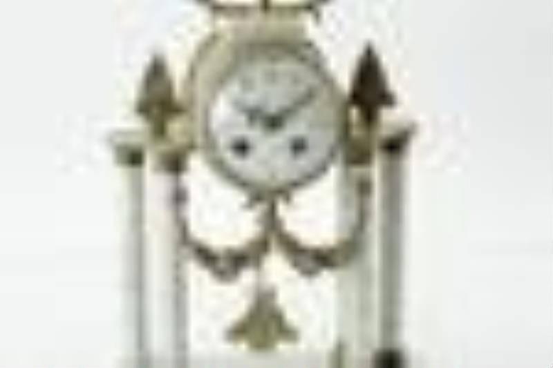 19thC French Marble Clock and Obelisks Set