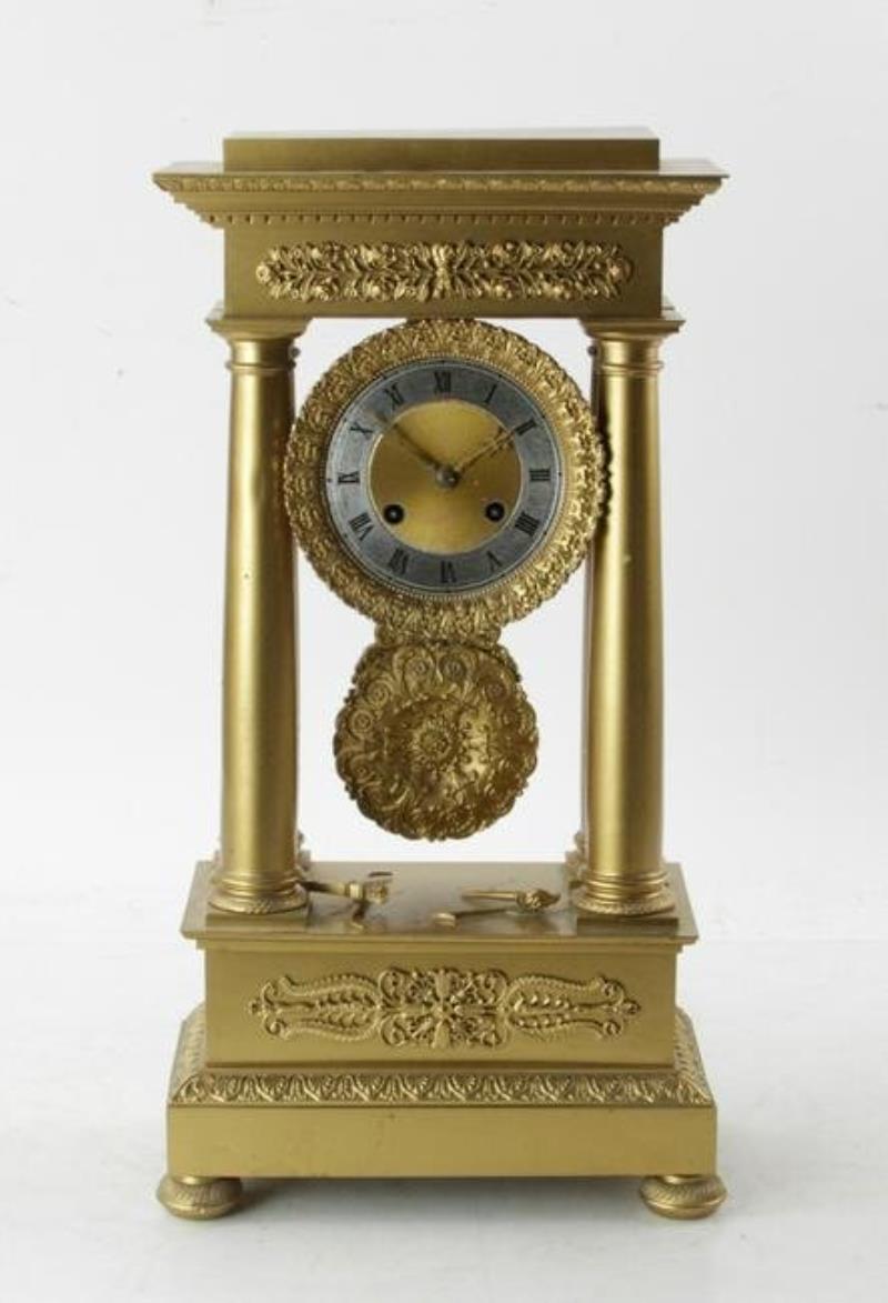 19thC Empire Gilt Bronze Clock