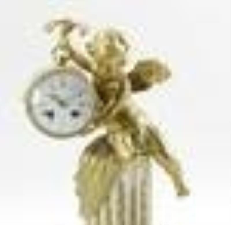 Mid 19thC French Figural Brass and Marble Clock