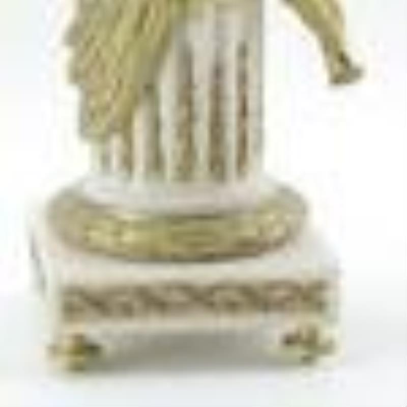 Mid 19thC French Figural Brass and Marble Clock