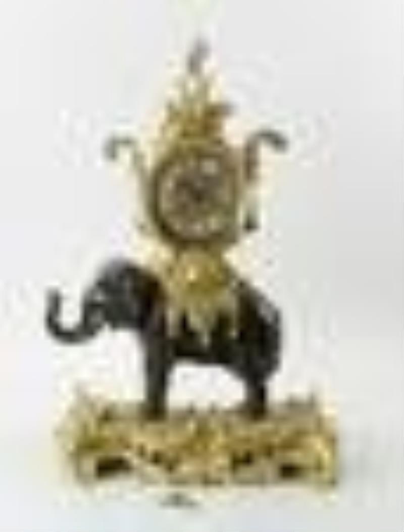 French Dore Bronze Elephant Clock
