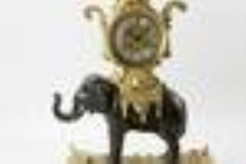 French Dore Bronze Elephant Clock
