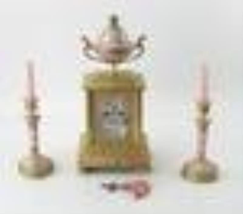 19thC French Sevres Clock Garniture Set