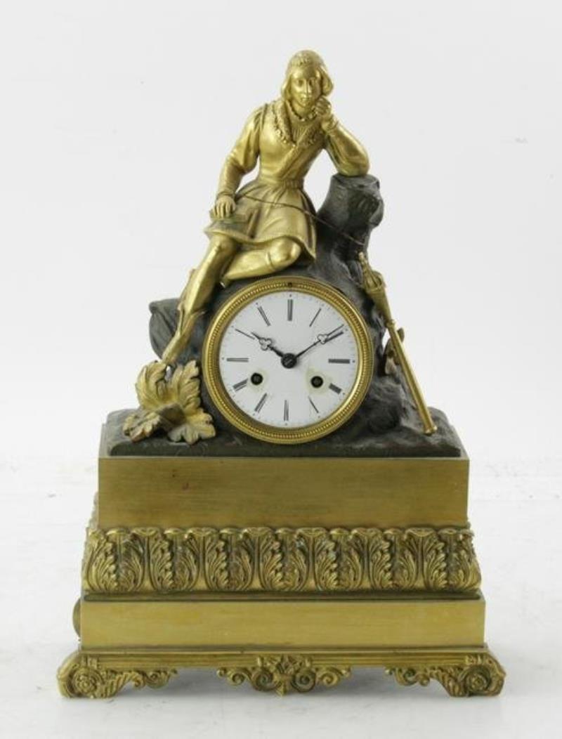19thC French Bronze Figural Clock