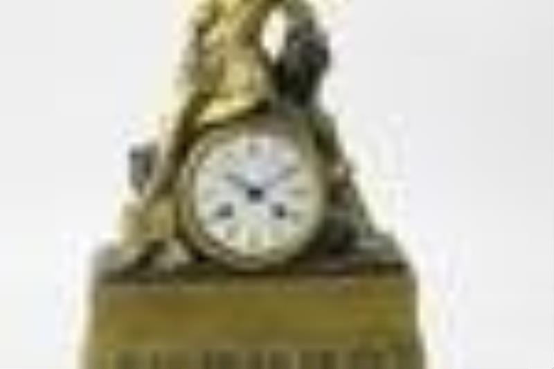19thC French Bronze Figural Clock
