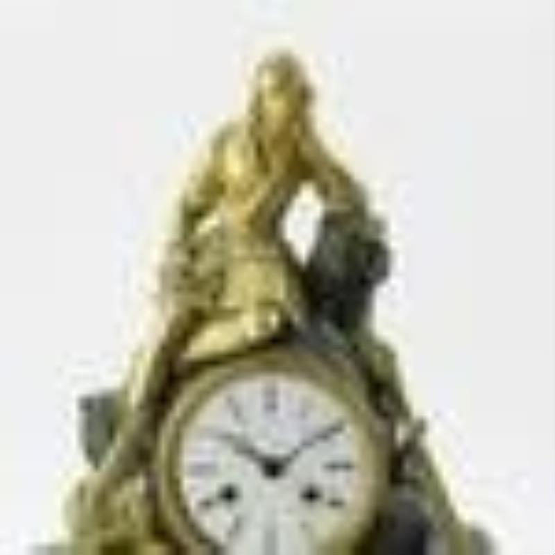19thC French Bronze Figural Clock