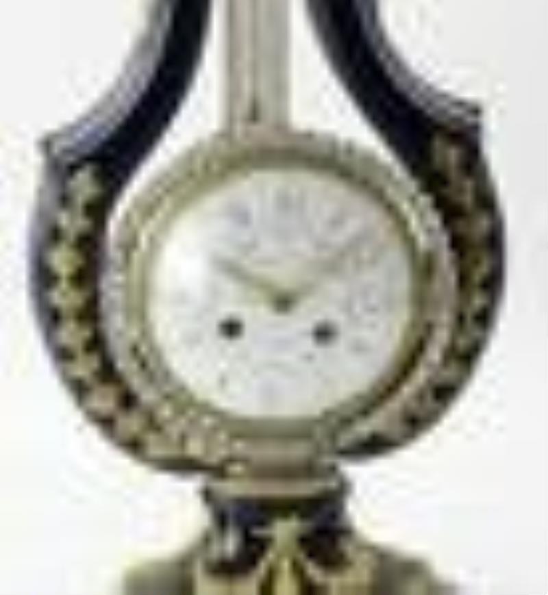 19thC Festeau Le Jeune Lyre Mantel Clock