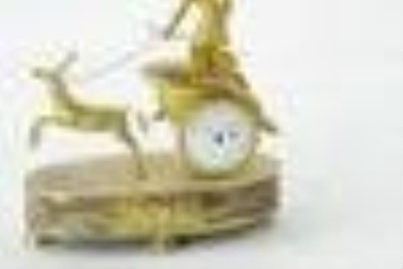 19thC French Gilt Bronze Chariot Clock