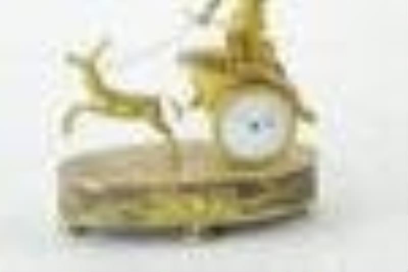 19thC French Gilt Bronze Chariot Clock