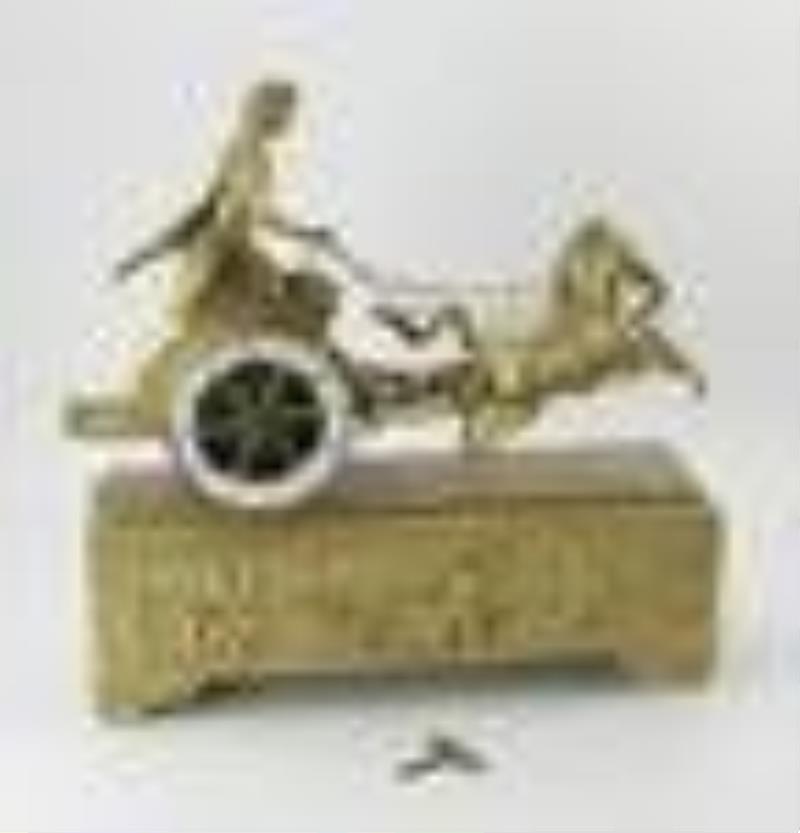 19thC French Ormolu Bronze Chariot Clock