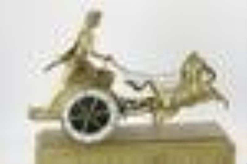 19thC French Ormolu Bronze Chariot Clock