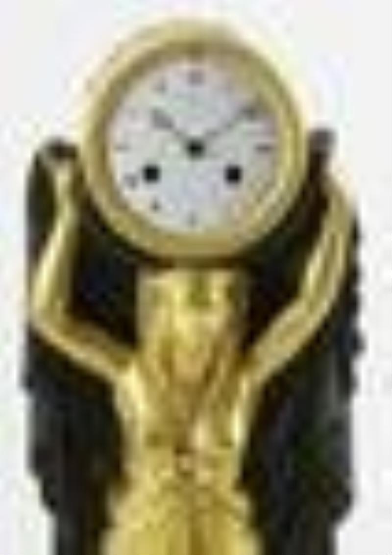 Early 19thC Bausse Egyptian Revival Bronze Clock