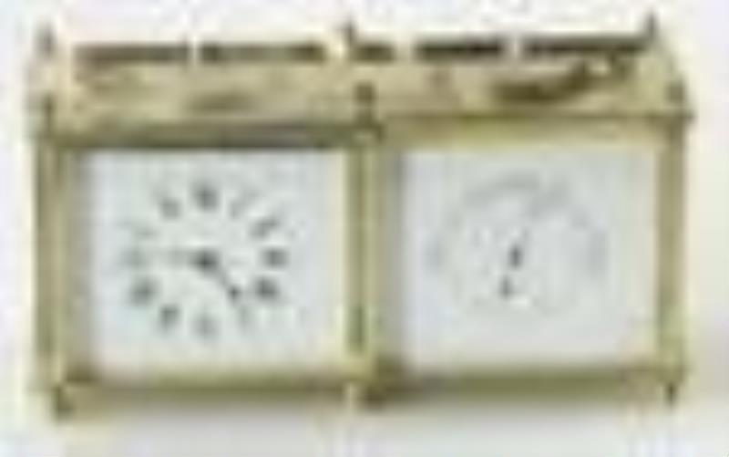 Brass and Glass Clock Barometer Compass