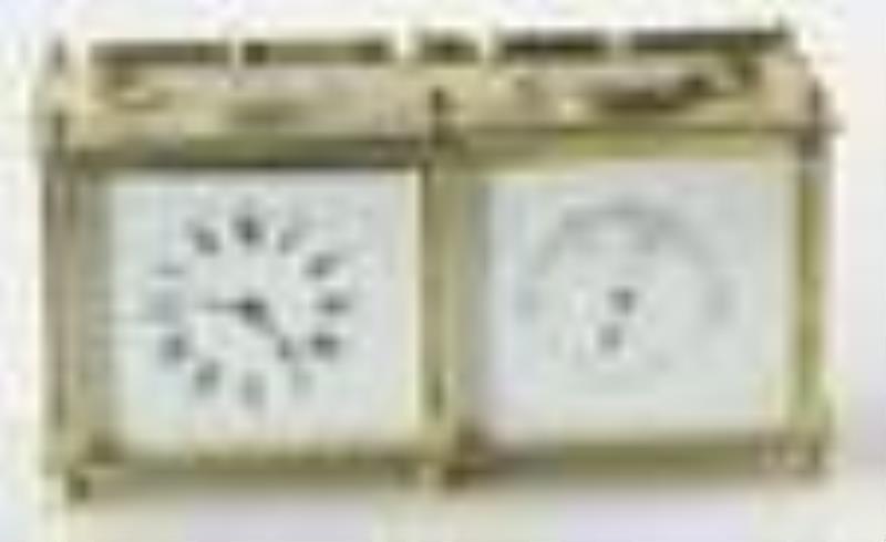 Brass and Glass Clock Barometer Compass